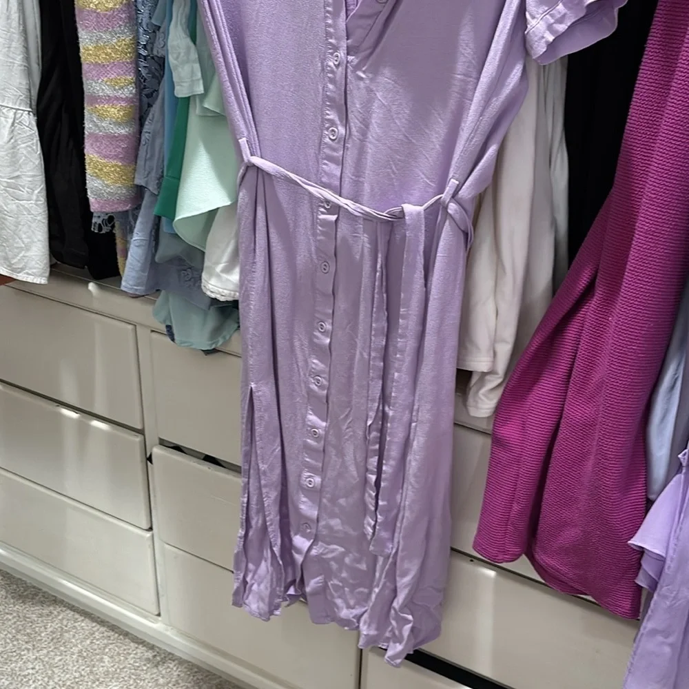 L'ACADEMIE The Shirt Dress in Lilac size XS